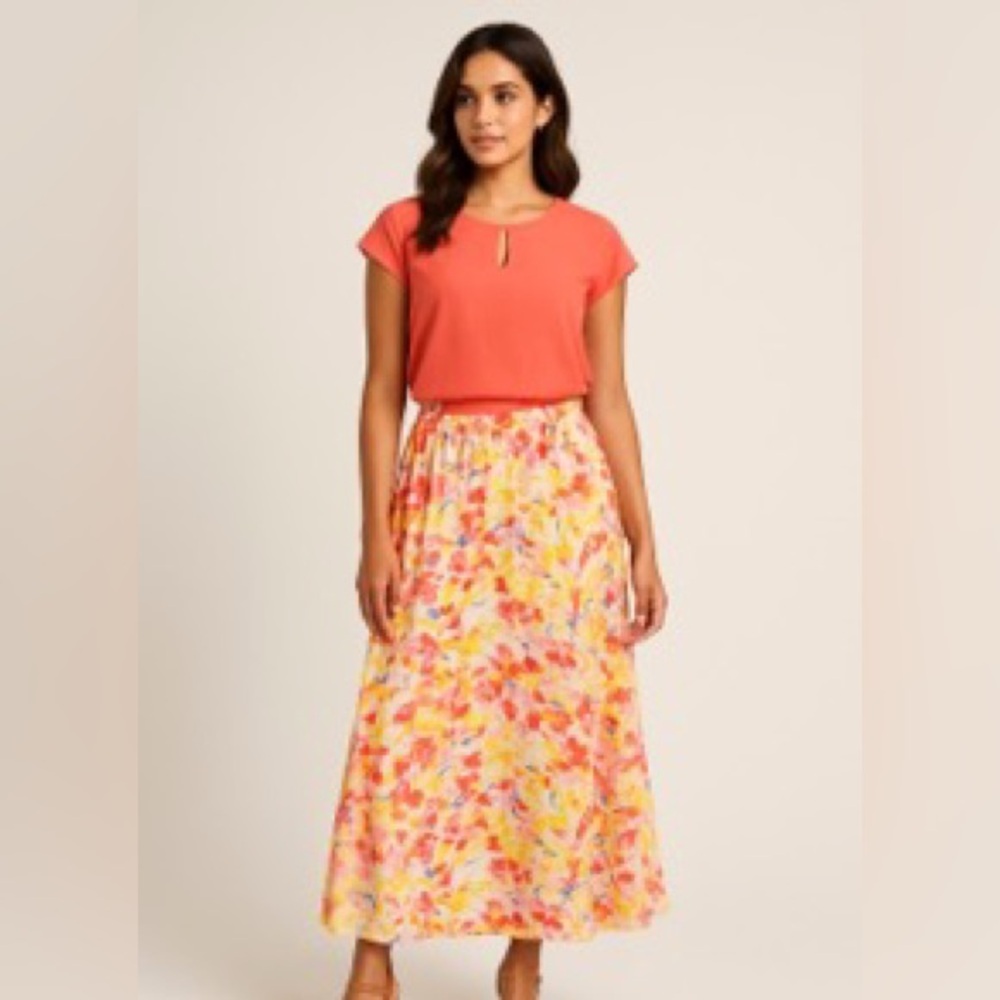 NWT Chiffon Midi Skirt, Fully Lined